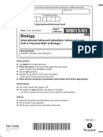 Biology: International Advanced Subsidiary / Advanced Level Unit 3: Practical Skills in Biology I