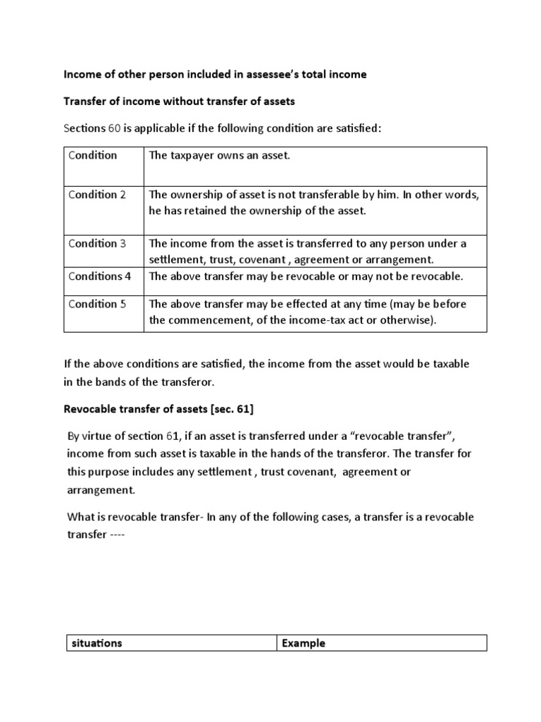 Income of Other Person Included in Assessee's Total Income Transfer of ...