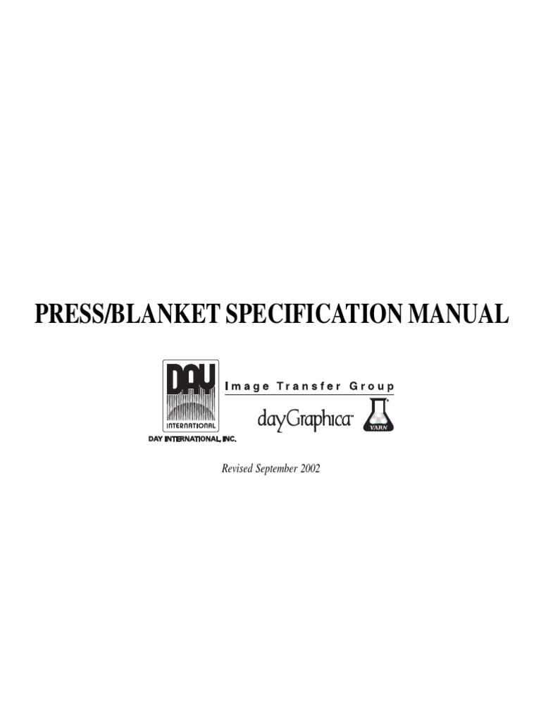 Press/Blanket Specification Manual Revised September 2002 PDF