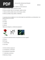 Evaluación Ciencias Naturales