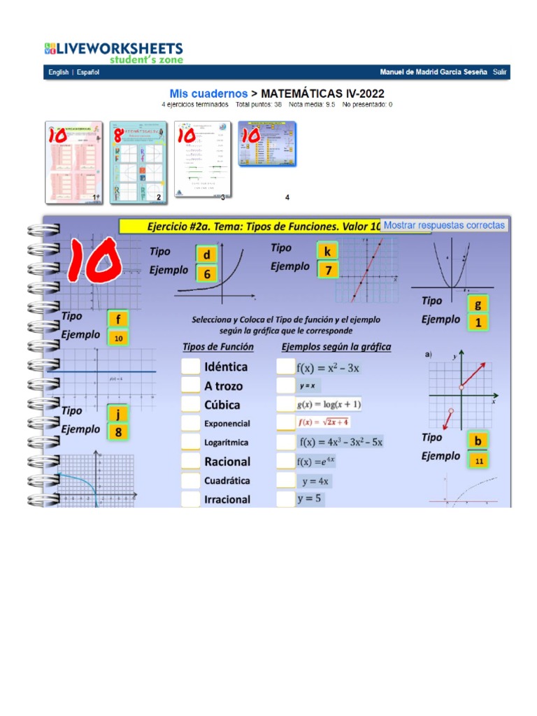 MATEMATICAS IV A25 Funciones y Su Clasificación LIVEWORKSHEETS ...
