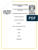 Tarea 1. Instalaciones Eléctricas. Isaac Villamares Quiroz