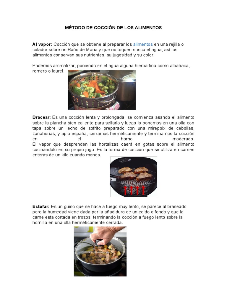 Método de Cocción de Los Alimentos | Descargar gratis PDF | Cocinando ...