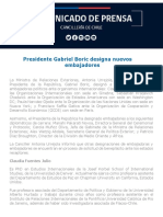 Presidente Gabriel Boric Designa Nuevos Embajadores