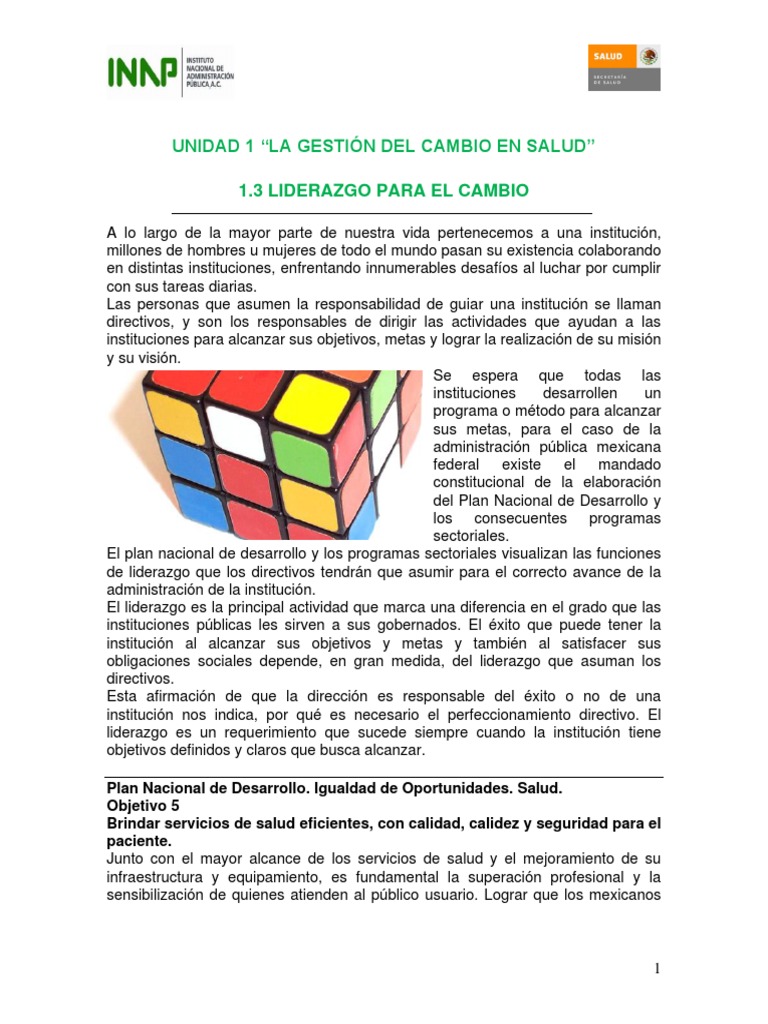 Liderazgo en la Gestión del Cambio en Salud | PDF | Liderazgo ...