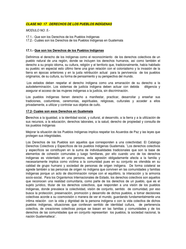 Derechos de los Pueblos Indígenas en Guatemala | PDF | Discriminación y ...