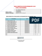 INFORME CARPETA DE RECUPERACIÓN matematica 2021 - 5TO