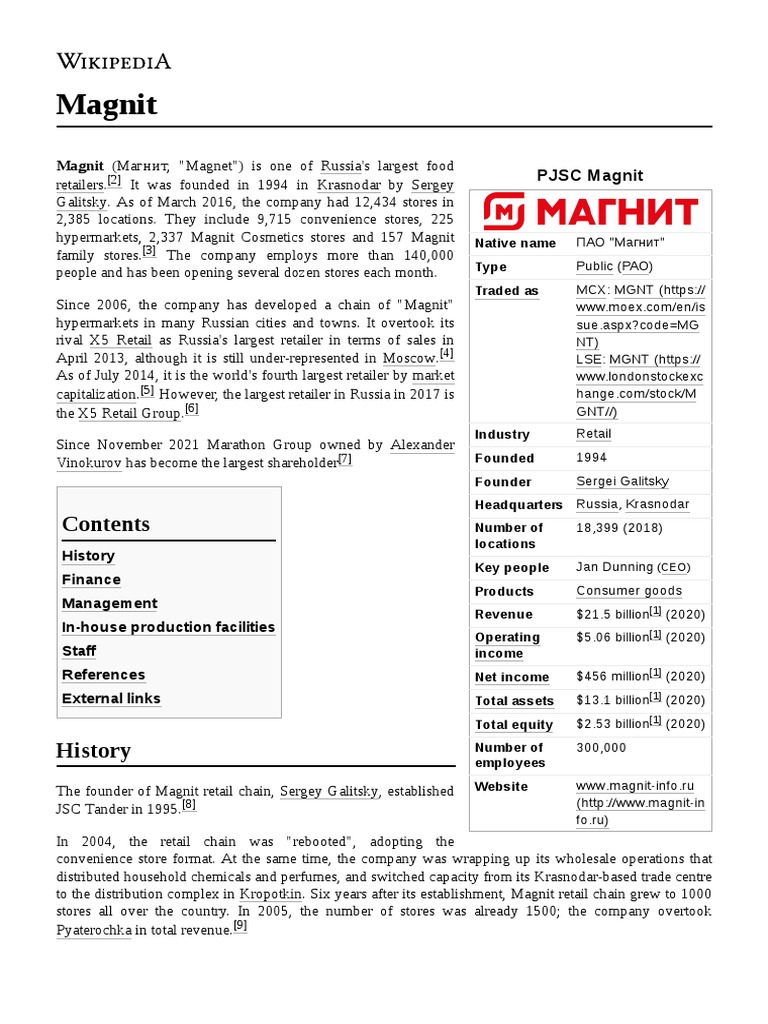 Magnit | PDF | Service Industries | Retail Companies