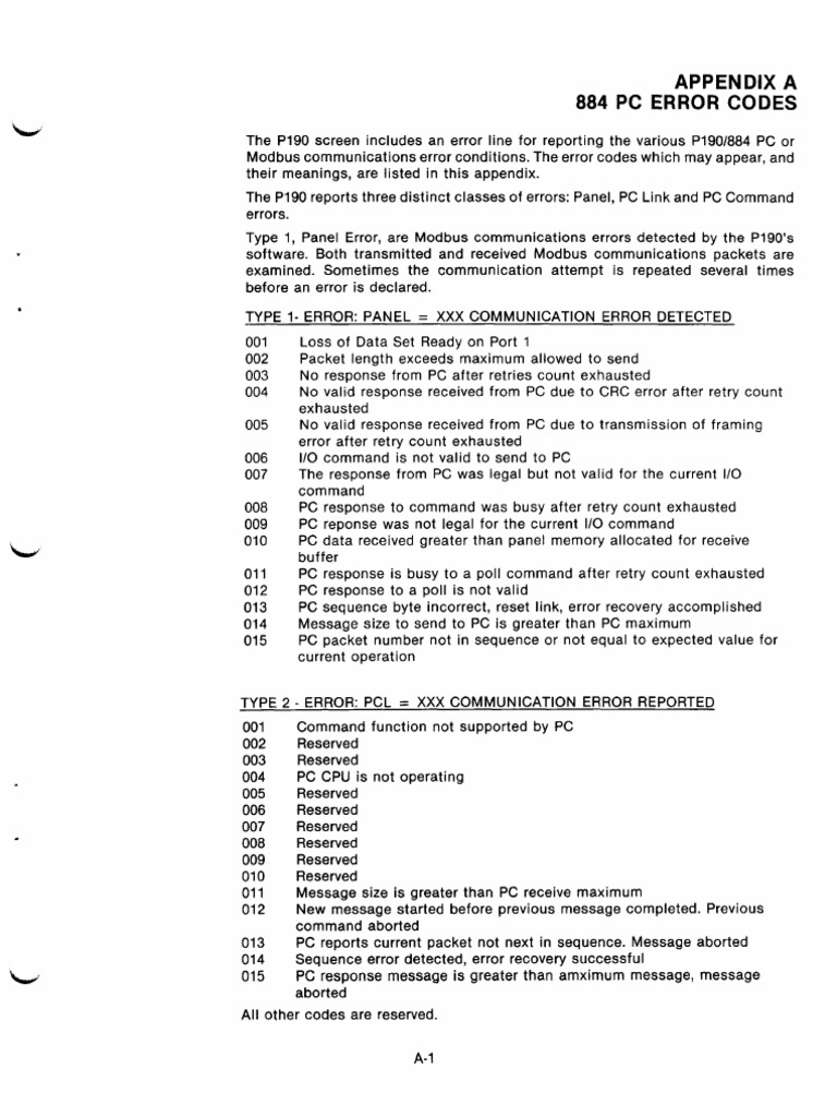 884 Prog Guide Error Codes & Password Operations | PDF | Network Packet ...