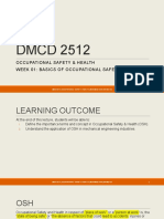 DMCD 2512: Occupational Safety & Health Week 01: Basics of Occupational Safety & Health