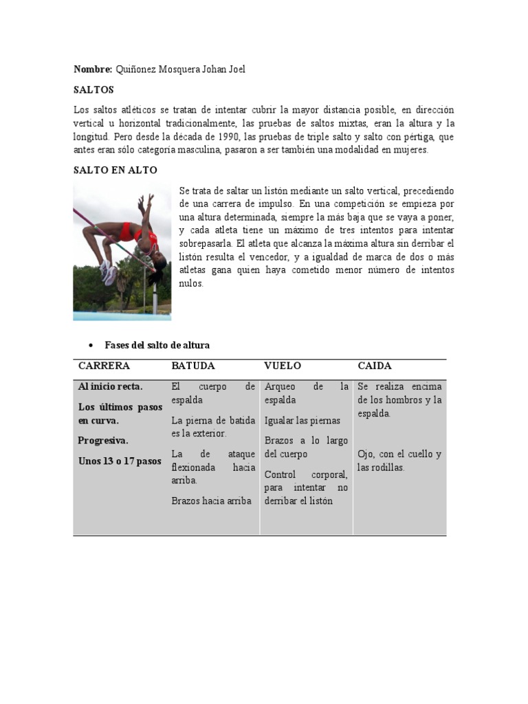 Saltos | PDF | Deporte del atletismo