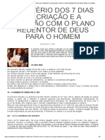 O MISTÉRIO DOS 7 DIAS DA CRIAÇÃO E A RELAÇÃO COM O PLANO REDENTOR DE DEUS PARA O HOMEM