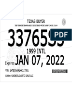 Texas vehicle tag receipt