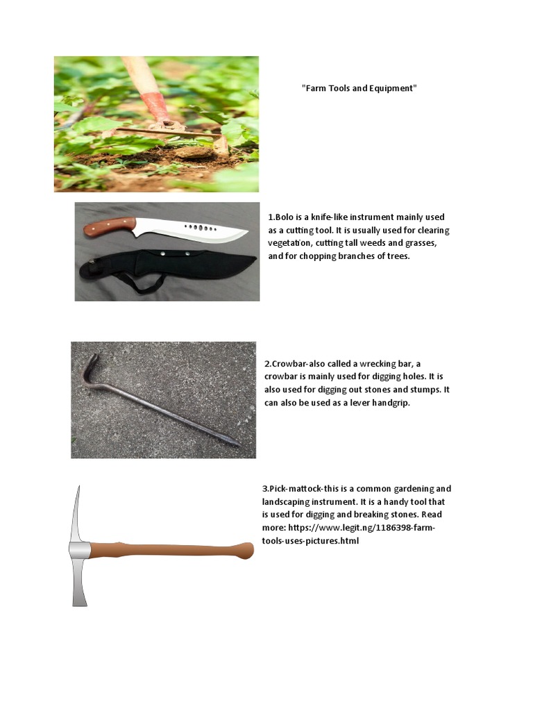 Overview of Farm Tools and Equipment | PDF | Agricultural Machinery ...