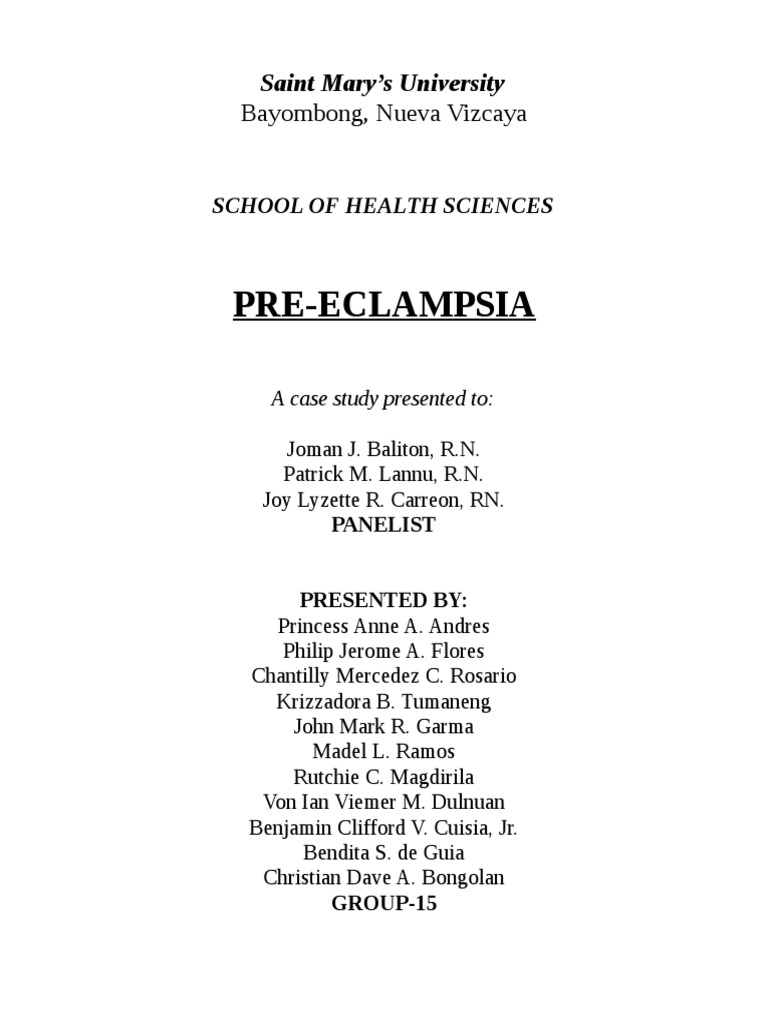 Pre Eclampsia Case Study PDF Diseases And Disorders Clinical Medicine