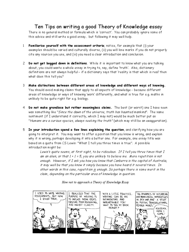 how to format tok essay