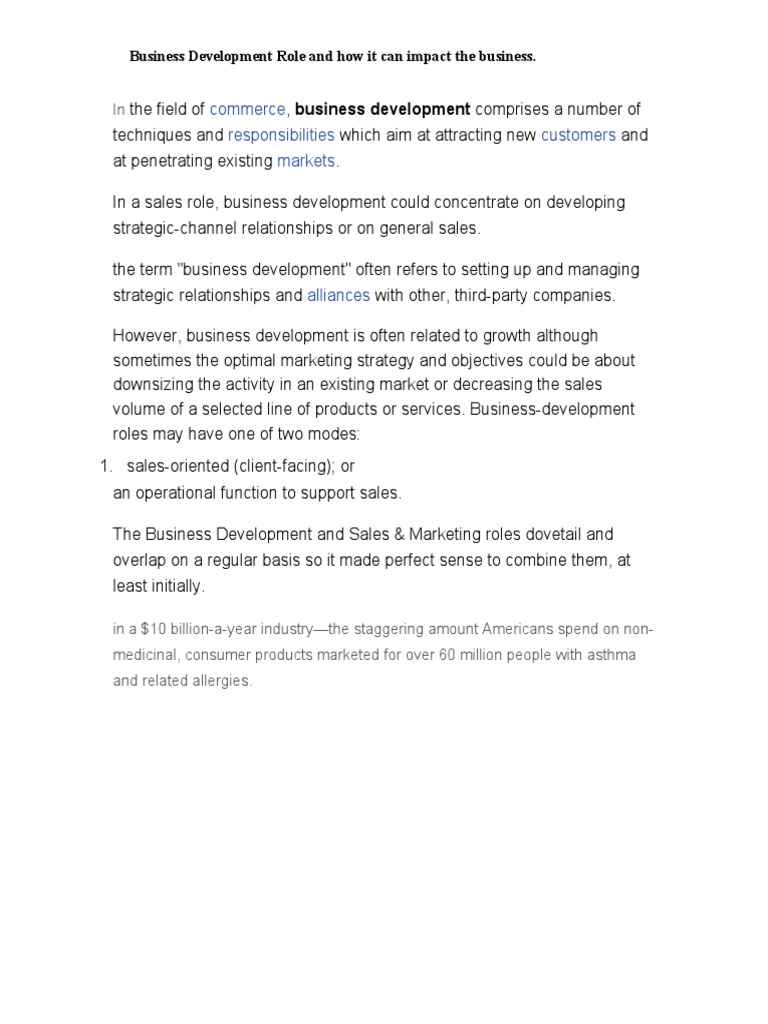 Impact of Business Development on Growth | PDF