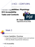 Advanced HCI - COM719M1: Human Capabilities: Physiology HCI Accessibility Tasks and Contexts DR Joan Condell