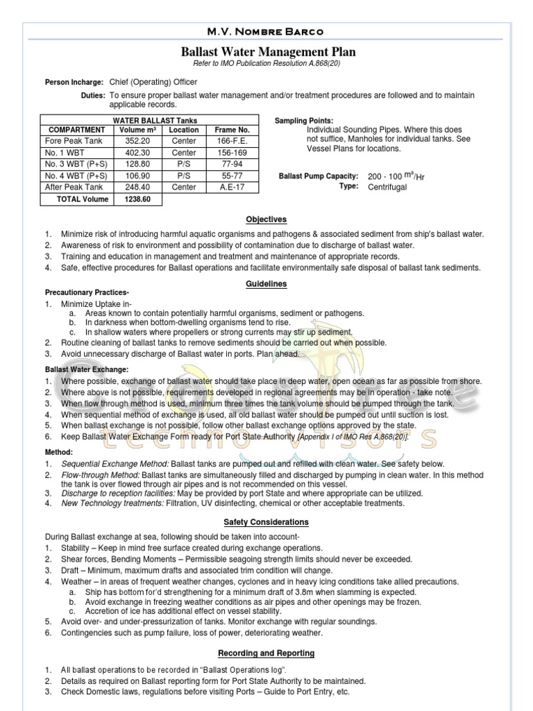 Ballast Plan PDF Pump Water