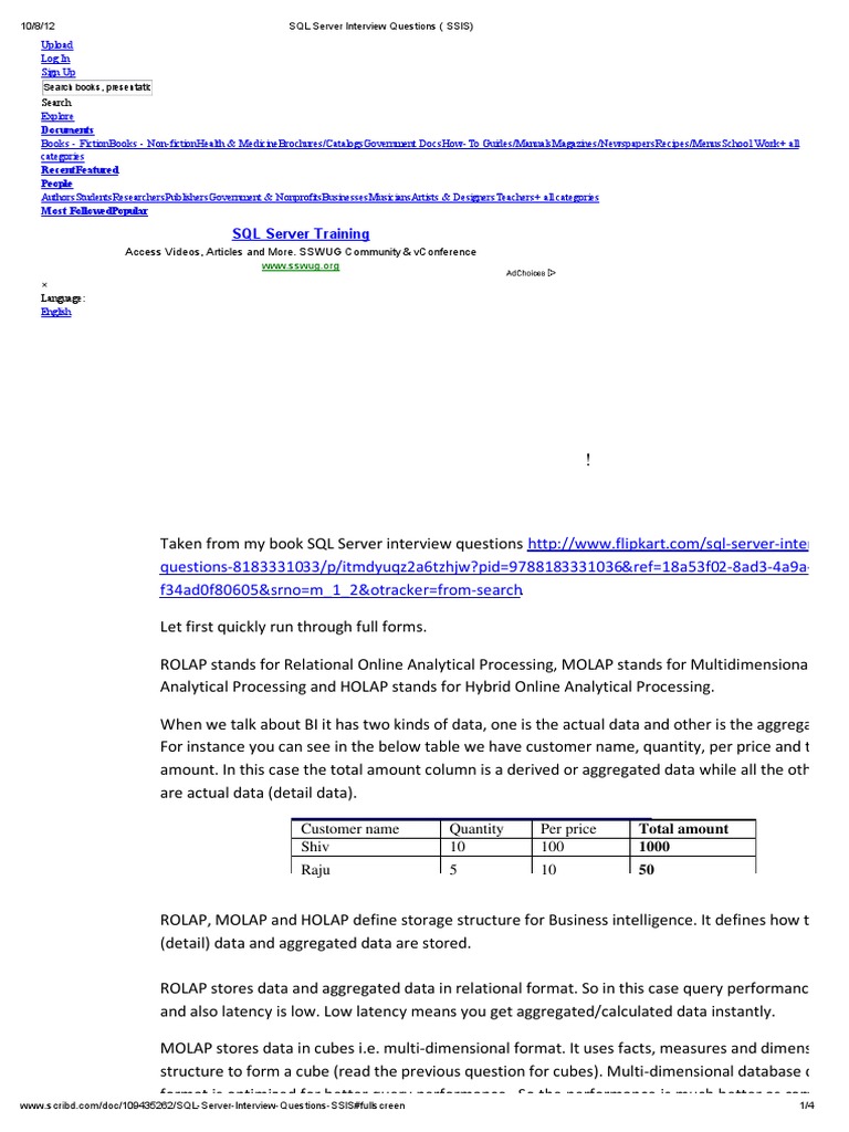 SQL Server Interview Questions (SSIS) | PDF | Information Technology