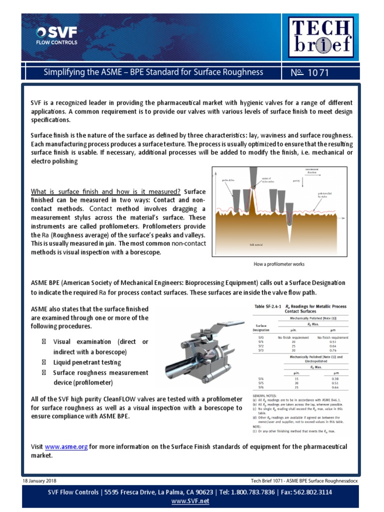 Tech Brief 1071 ASME BPE Surface Roughness PDF