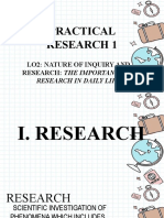 Practical Research 1: Lo2: Nature of Inquiry and Research: The Importance of