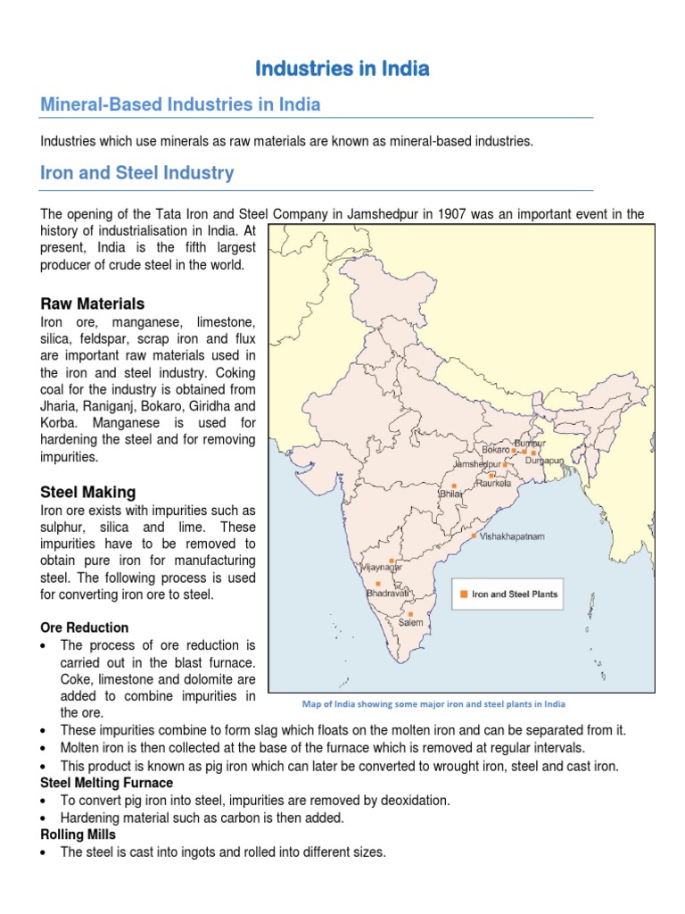 Iron and Steel Industry in India: An Overview of Major Plants and their ...