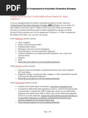 NRNP PRAC 6635 Comprehensive Psychiatric Evaluation Exemplar