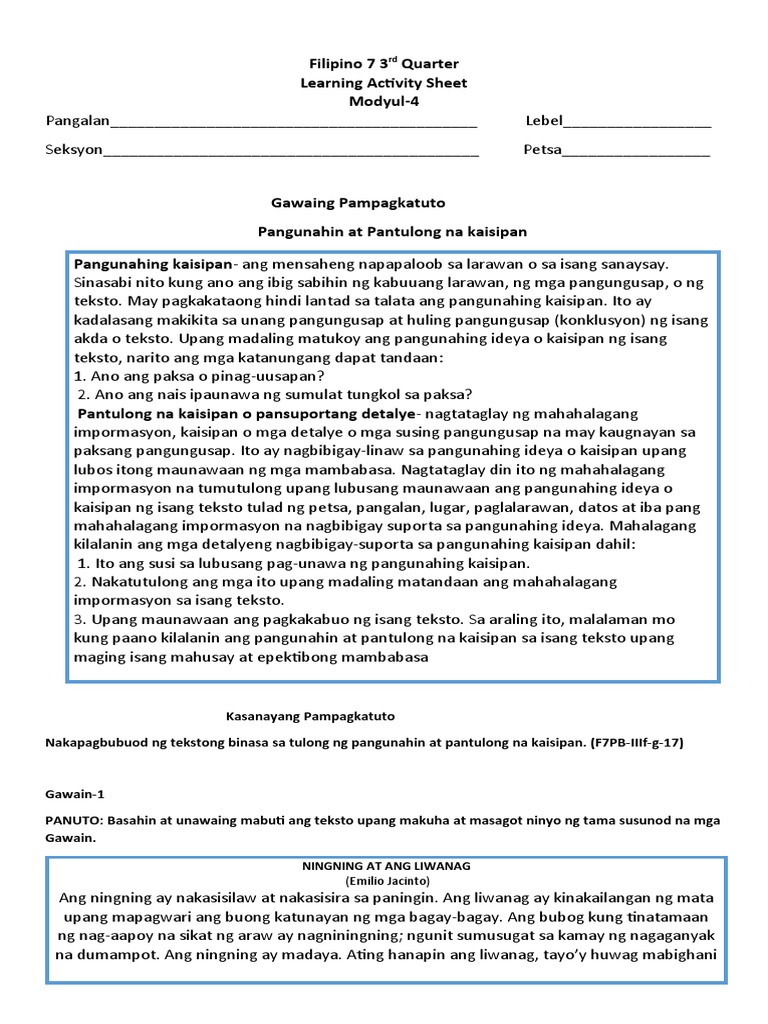 Filipino 7 3rd Quarter m-4 | PDF