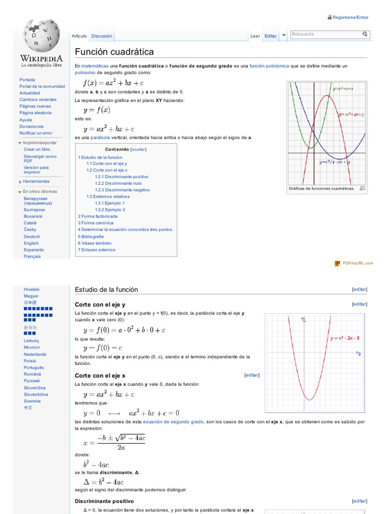 Wiki Funci C3 B3n Cuadr C3 A1tica | PDF | Análisis numérico | Álgebra ...