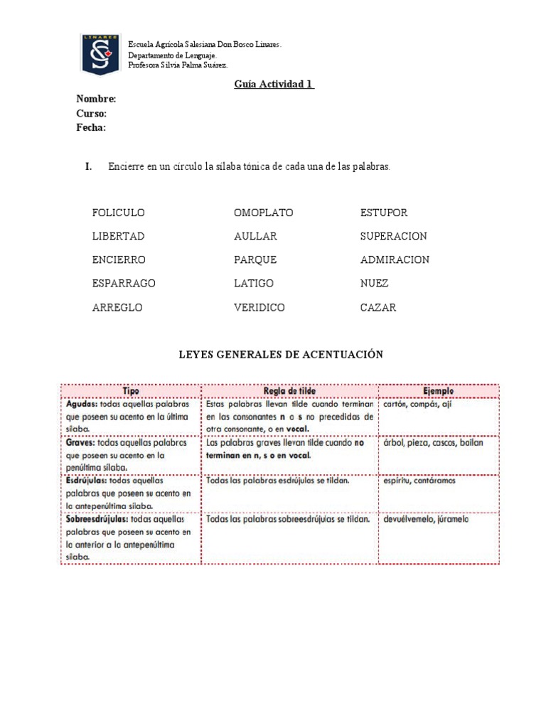 Ejercicios de Acentuación y Reglas | PDF | Lingüística | Escritura latina