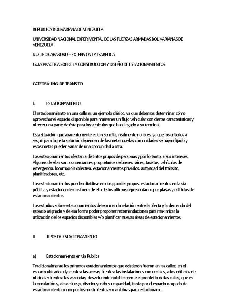 Estacionamientos Generalidades | PDF | Estacionamiento | Calle, image size:768x1024