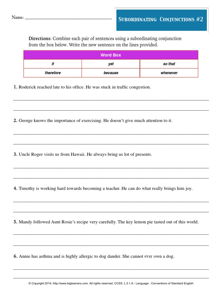 Subordinating Conjunctions 2 | PDF | Linguistics