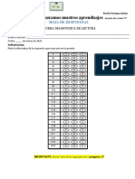 HOJA DE RESPUESTA  DE LECTURA CUARTO  GRADO