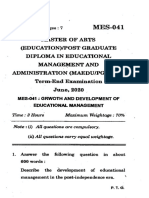 Master of Arts (Education) /post Graduate Diploma in Educational Management and Administration (Maedu/Pgdema) Term-End Examination June, 2020