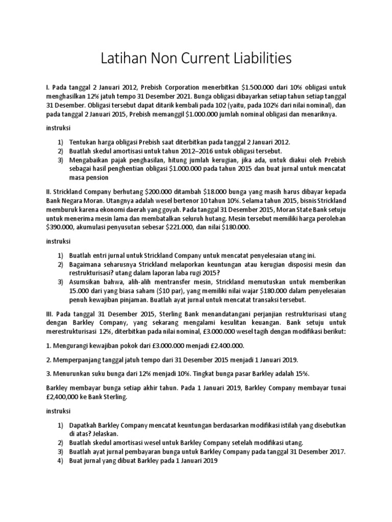 Latihan Non Current Liabilities | PDF