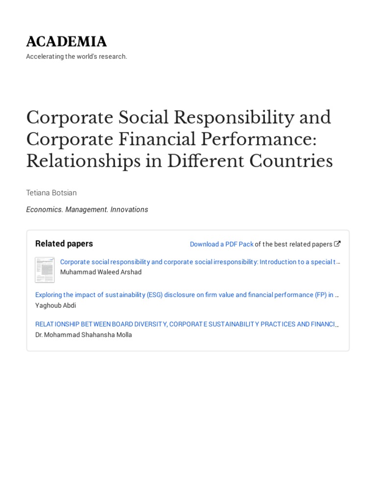CSR and Financial Performance Insights | PDF | Corporate Social ...