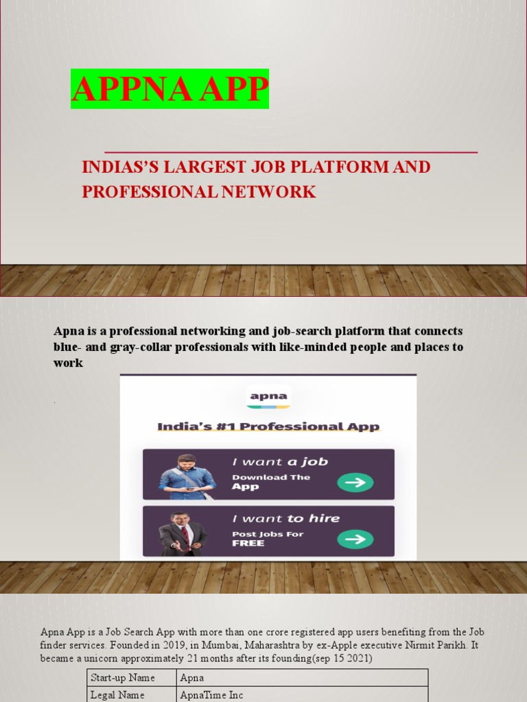 Appna App: Indias'S Largest Job Platform and Professional Network | PDF ...