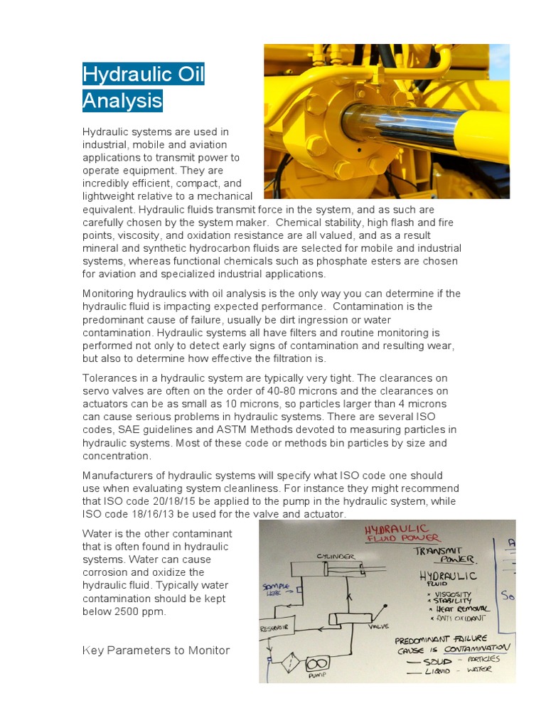 Hydraulic Oil Analysis PDF Lubricant Wear