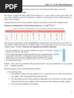 Unit: 8 - D-& F - Block Elements: Position in The Periodic Table