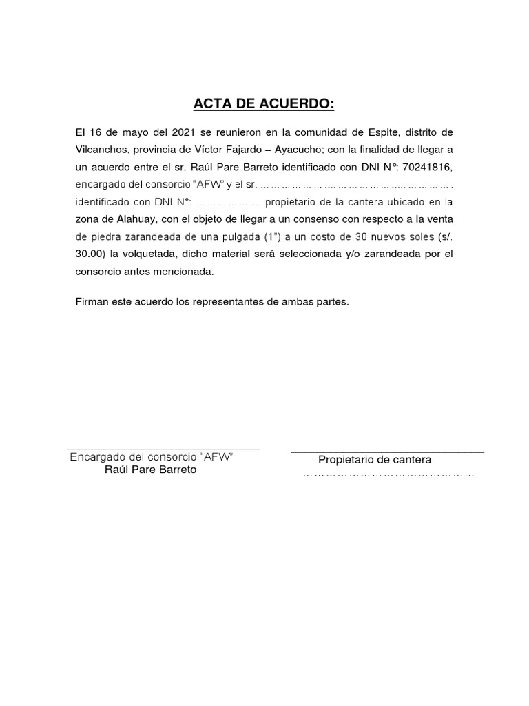 Acta de Acuerdo | PDF
