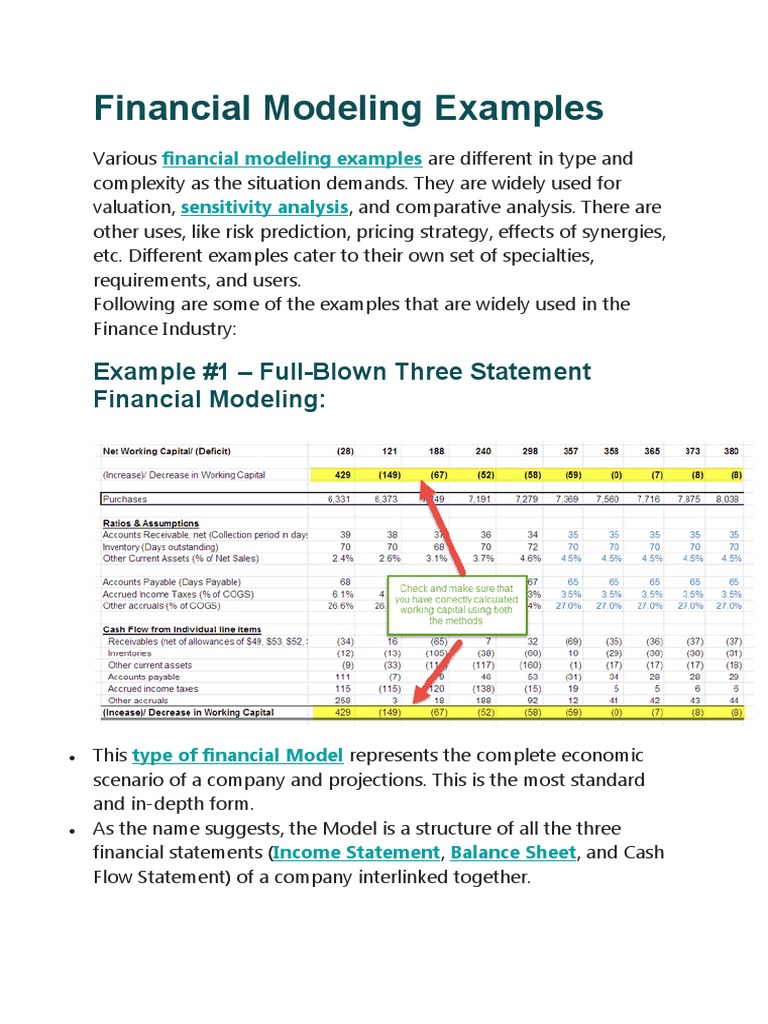 Financial Modeling Examples PDF Discounted Cash Flow Mergers And