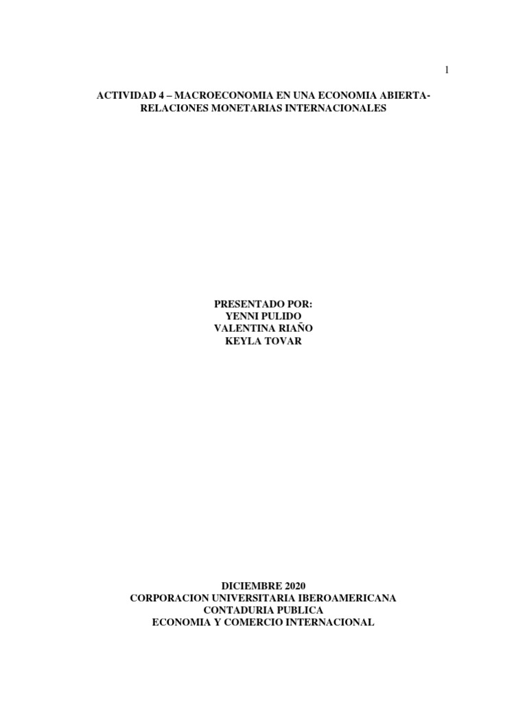 Actividad 4 - de Economia y Comercio Internacional Subir | PDF ...
