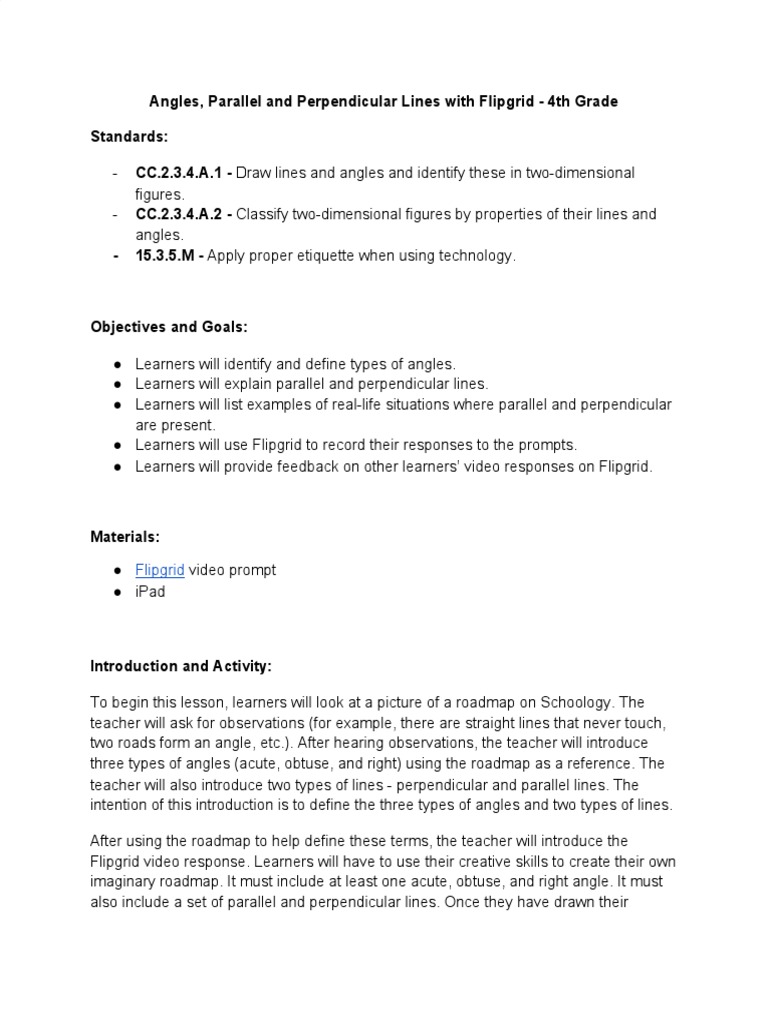4th Grade Geometry with Flipgrid | PDF | Teachers | Learning