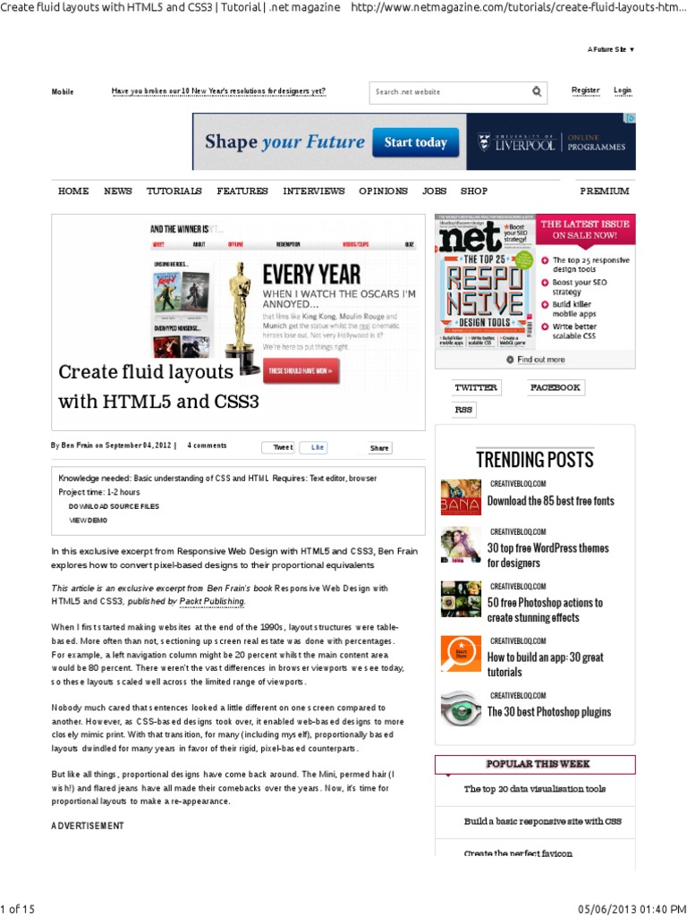 fluid layouts | PDF | Web Design | Responsive Web Design