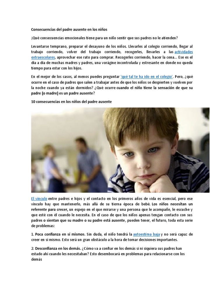 Consecuencias del padre ausente en niños | PDF | Las emociones ...