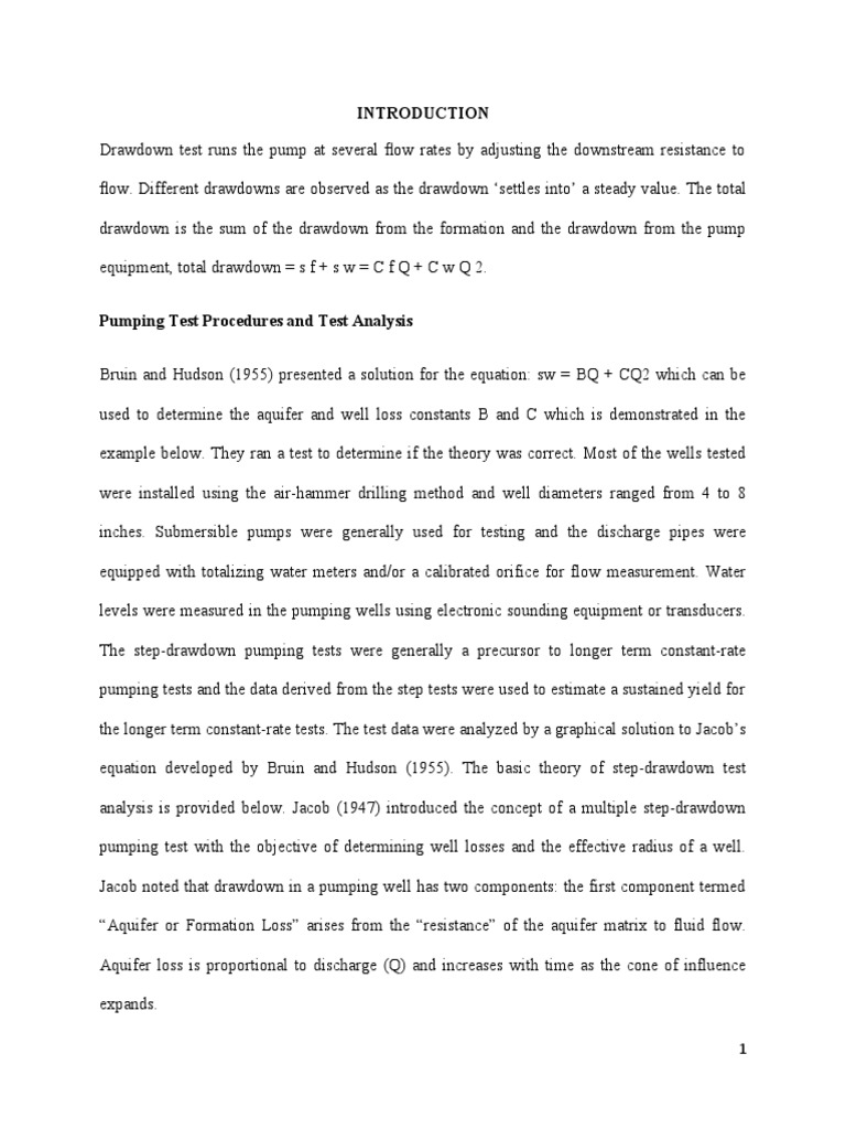 Introduction On Drawdown Test 1 PDF Chemical Engineering Applied