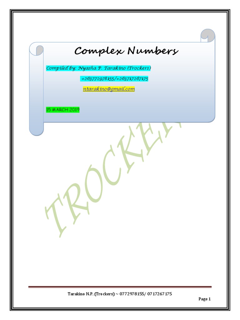 Complex Numbers Notes by Trockers | PDF