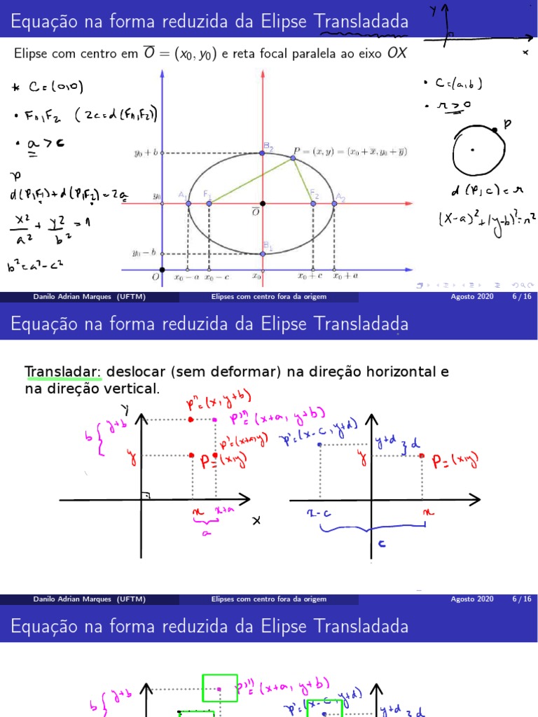 Equação Reduzida da Elipse Transladada | PDF | Elipse | Topologia