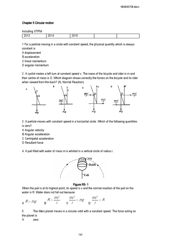 Circular Motion Concepts and Problems | PDF | Acceleration | Rotation ...
